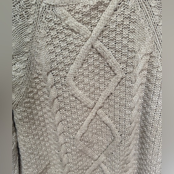 J. Crew NWT Chunky Cable Knit Beaded Sweater Tan XL - Picture 6 of 8